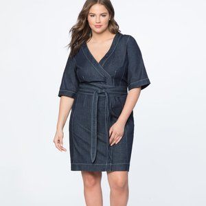 Eloquii Denim Wrap Waist Dress